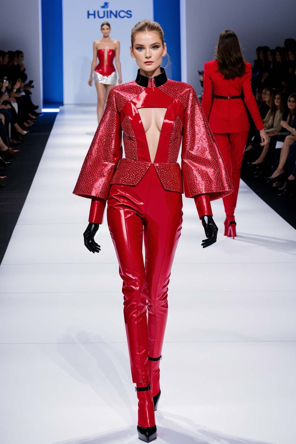 00060-robots modeling clothing on the runway at a fashion show. The models are wearing this season's hottest trends, haute couture fro.png